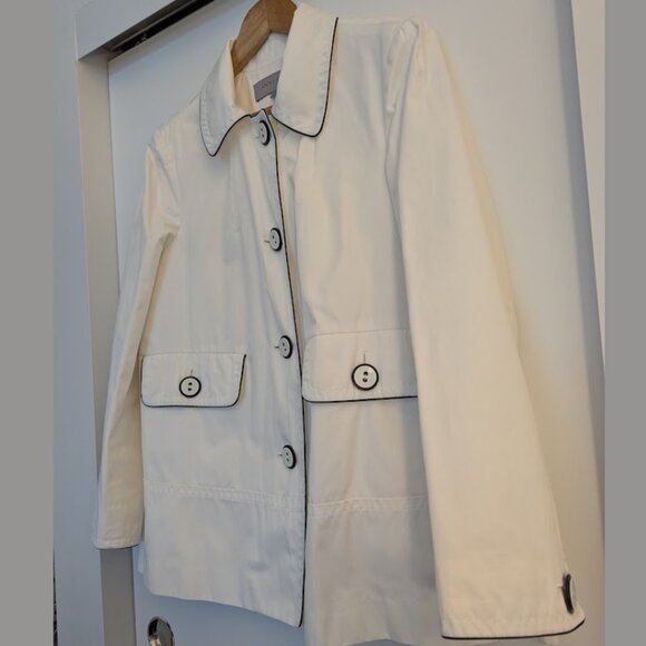 Anne Klein Waterproof White Cropped A-Line Coat - Picture 5 of 12